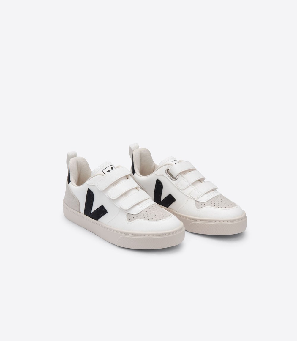 Veja Trainers Kids White/Black - V-10 Velcro Cwl - TUBQ-02178